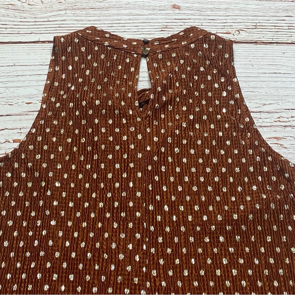 NWT Anthropologie Lennox Halter Top Copper and Gold Polka Dot Sz S - Picture 13 of 16